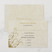 Spirales dorées ornées à paillettes et crème RSVP (Devant / Derrière)