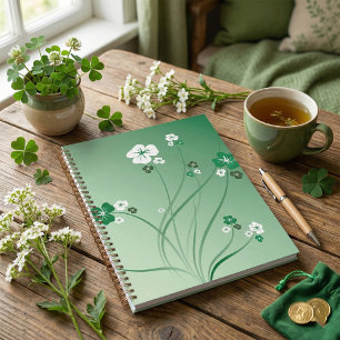 Spirales Florales Vertes et Fleurs Blanches