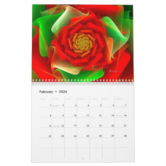 Spirales fractales par Wolfepaw Calendrier Janvier (Feb 2026)