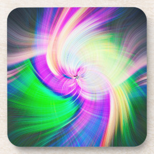 SPIRALFLUO - Psychedelic Colorful Modern Fractal - Bier Onderzetter