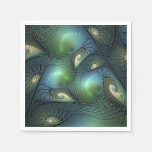 Spirals Beige Green Turquoise Abstracte Fractal Ar Servet