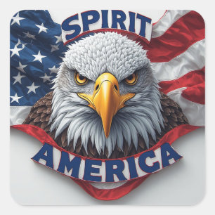 Spirit America Amerikaanse Vlag Patriottisch Vierkante Sticker