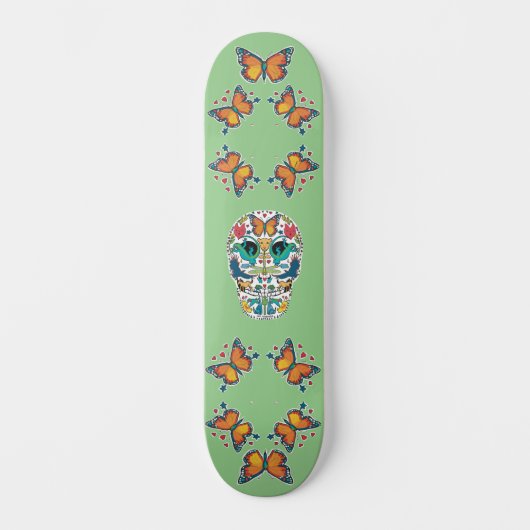 Spirit Animal Sugar Skull et Papillon Skateboard (Recto)