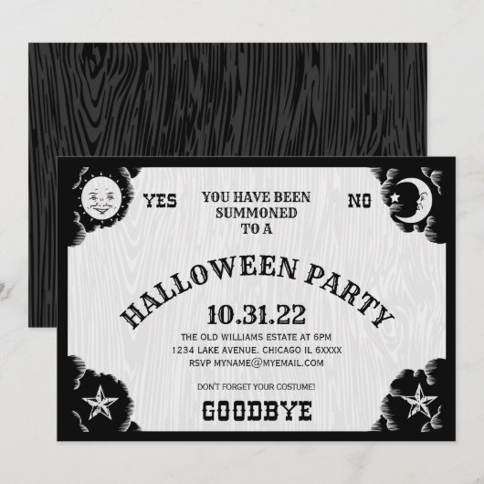 Spirit Board Halloween Party Invitation (Devant / Derrière)