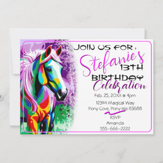 Spirit Coloré Pony Invitation Anniversaire