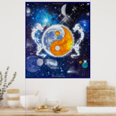 Spirit Dragons Yin-Yang Deep Space Fantasy Art Poster (Keuken)