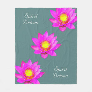 Spirit Driven Lotusbloemen op Blauwgroene Vlies Fleece Deken