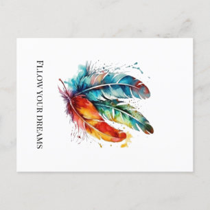 Spirit Feathers: levendige Waterverf kunst Feestdagenkaart