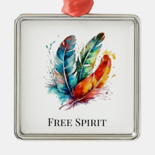 Spirit Feathers: levendige Waterverf kunst Metalen Ornament