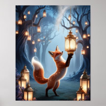 Spirit Fox Lantaarn Wall Art – Mystiek Bos