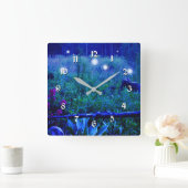 Spirit Lights Blue Night Marsh Meadow Will o Wisp Vierkante Klok (Huis)