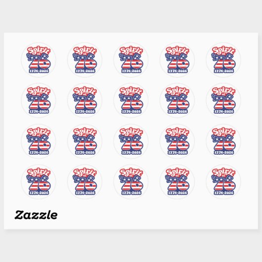 Spirit of 76 - Groovy USA 250 - 1776-2026 Ronde Sticker (Vel)