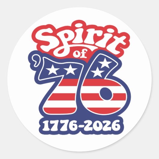 Spirit of 76 - Groovy USA 250 - 1776-2026 Ronde Sticker (Voorkant)