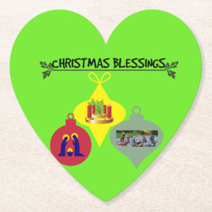 Spirit of Christmas Trio van Religieuze Ornamenten Kartonnen Onderzetters