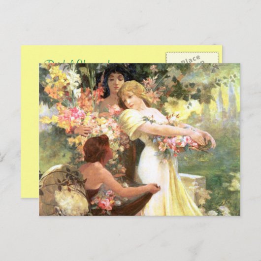 Spirit of Spring Carte postale nuptiale Art Nouvea (Devant / Derrière)
