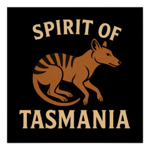 Spirit of Tasmania - typografie van thylacine Perfect Poster