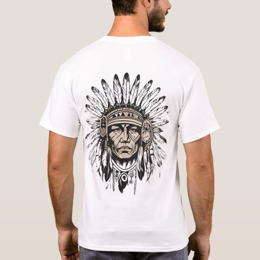Spirit of the Ancients: Linework Native American T-shirt (Achterkant)