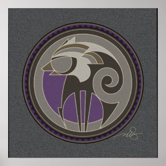Spirit of Wolf Grey background Poster