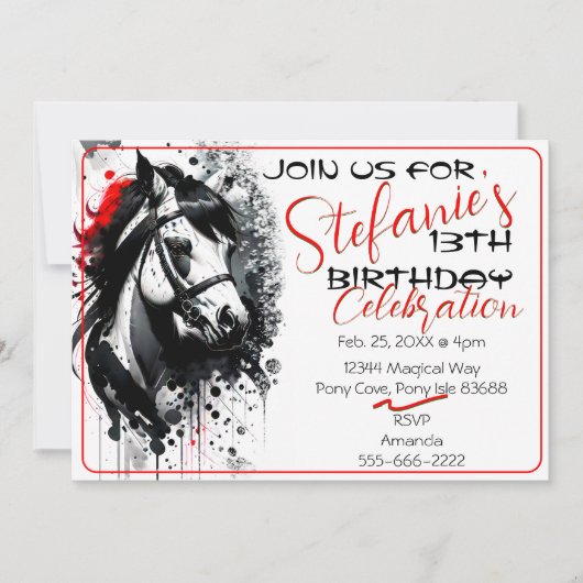 Spirit Pony 36 Invitation d'anniversaire (Devant)