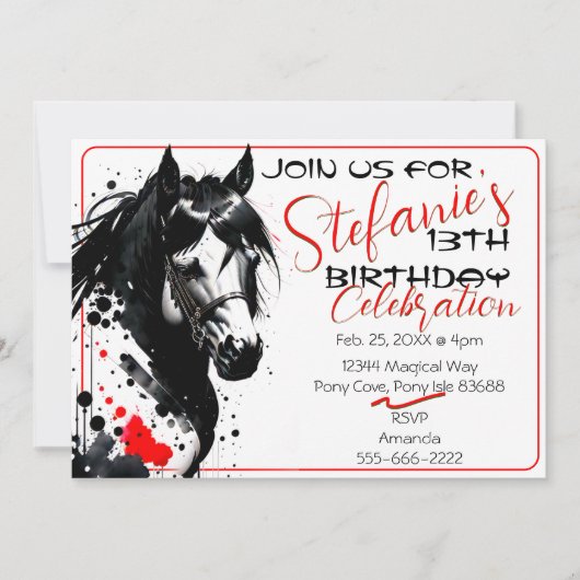 Spirit Pony 37 Invitation d'anniversaire (Devant)