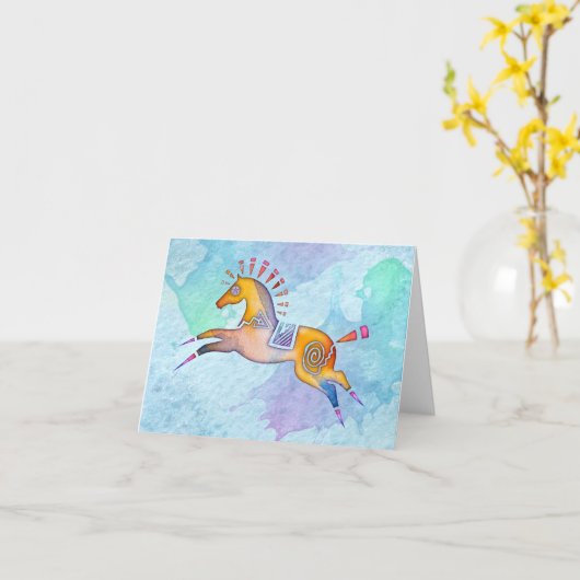 Spirit Pony Blank Notecard Kaart (Gele Bloem)