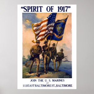 SPIRIT van 1917 U.S. MARINES Poster