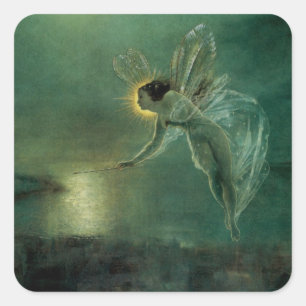 Spirit van de nacht door Grimshaw, Victoriaans fei Vierkante Sticker