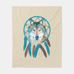 Spirit Wolf Dream Catcher Fleece Blanket Deken