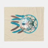 Spirit Wolf Dream Catcher Fleece Blanket Deken (Voorkant (Horizontaal))
