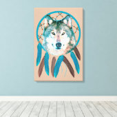 Spirit Wolf Dream Catcher sur toile emballée perso (Insitu (Plancher de Bois))