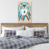 Spirit Wolf Dream Catcher sur toile emballée perso (Insitu(Chambre))