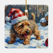 Spirited Cairn Terrier Dog Digging for Christmas T Keramisch Ornament (Achterkant)