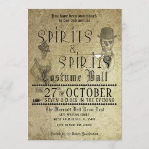 Spirits Adult Halloween Party Invitation Kaart