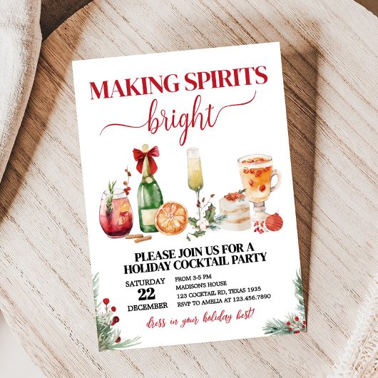 Spirits Bright Cocktail Holiday Kerstfeest Kaart
