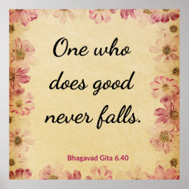 Spiritual Beige Pink Gita Faith Knowledge Floral  Poster