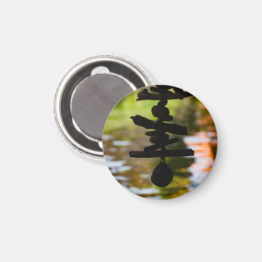 Spiritual Driftwood Bali Circle Magnet Magneet (Voorkant / Achterkant)