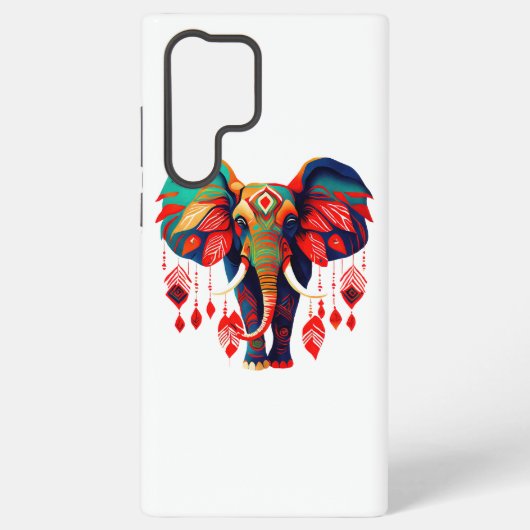 Spiritual Elephant with Red Feathers Samsung Galaxy Hoesje (Achterkant)