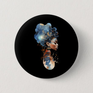 Spiritual Melanin Koningin Afro Amerikaanse Ruimte Ronde Button 5,7 Cm