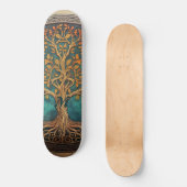 Spiritual Tree of Life Whimsical Ocean Blue Funky Skateboard (Voorkant)