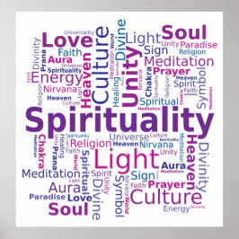 Spiritualiteit Word Cloud roze Paarse kleuren Poster