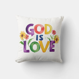 Spiritueel Bijbelcitaat God is liefde Kleurrijke b Kussen