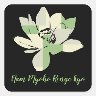 Spiritueel groen Lotus Flower Nam Myoho Renge Kyo Vierkante Sticker