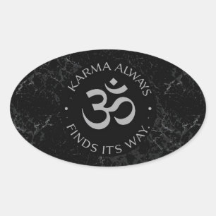 Spiritueel Karma Om Design – Mindfulness Collectie Ovale Sticker