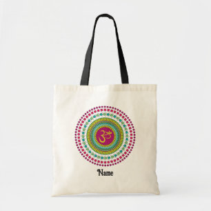 Spiritueel Mandala Om Symbol Roze Groen Gepersonal Tote Bag