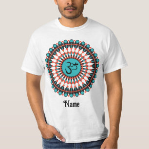 Spiritueel Mandala Om Symbol Turquoise Gepersonali T-shirt