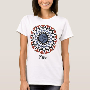 Spiritueel Mandala Yoga Om Blue Rust Gepersonalise T-shirt