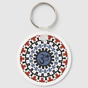 Spiritueel Mandala Yoga Om Blue Rust Kaleidoscope Sleutelhanger