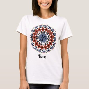 Spiritueel Mandala Yoga Om Rust Blue Gepersonalise T-shirt