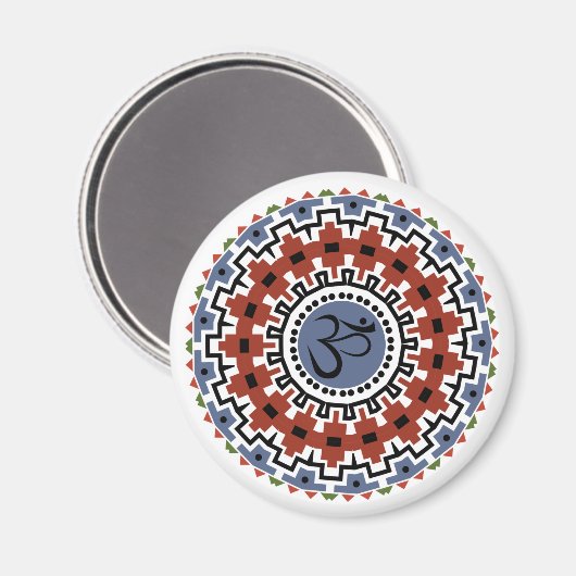 Spiritueel Mandala Yoga Om Rust Blue Kaleidoscope Magneet (Voorkant / Achterkant)