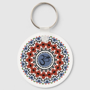 Spiritueel Mandala Yoga Om Rust Blue Kaleidoscope Sleutelhanger